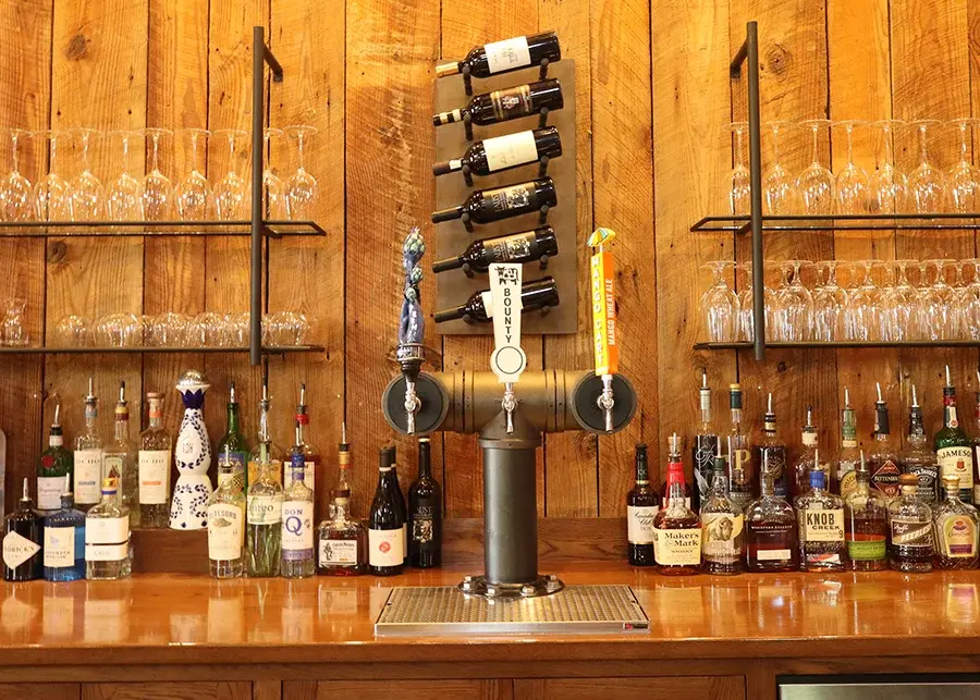 closeup of bottles on bar in mens locker room