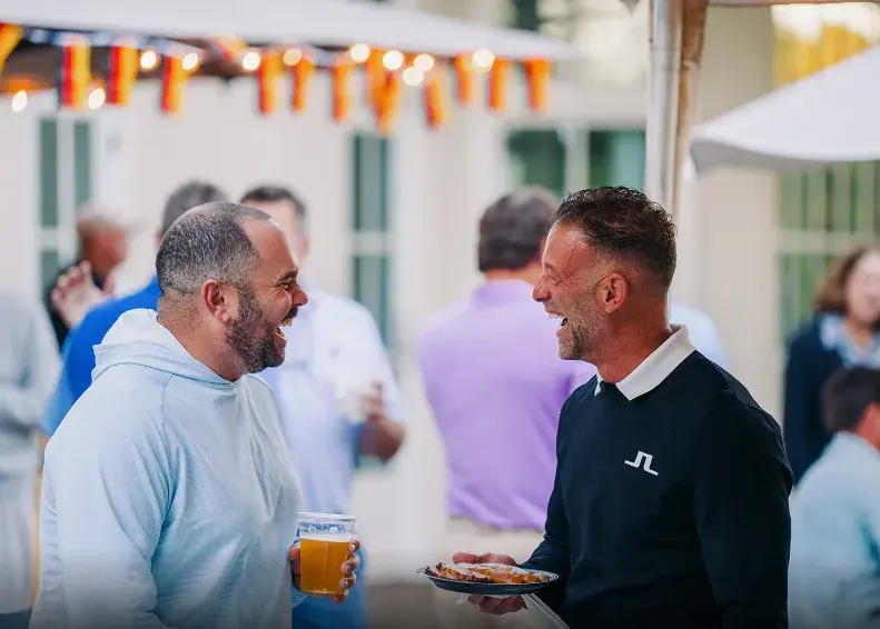 two men talking